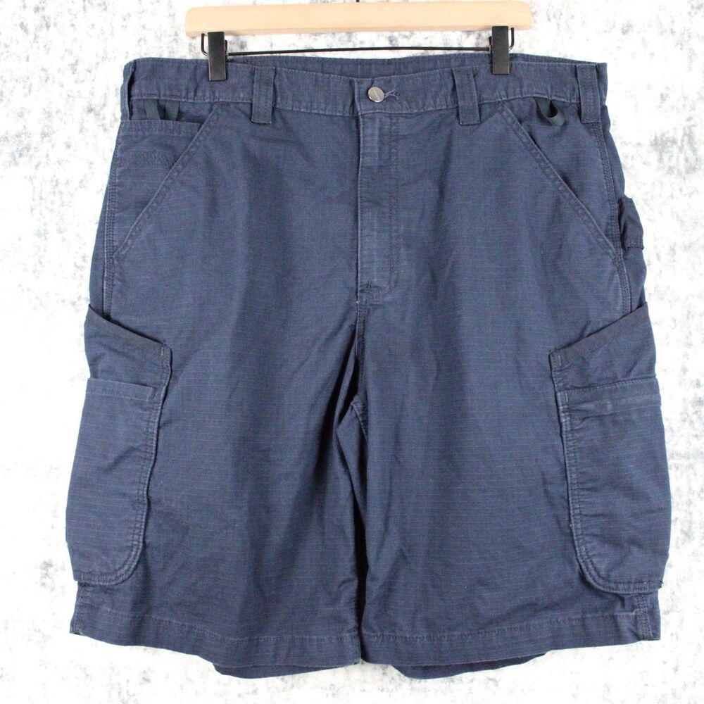 Carhartt Cargo Shorts Men's Sz 38 Navy Rugged Loose Fit Work Utility 103645 NVY